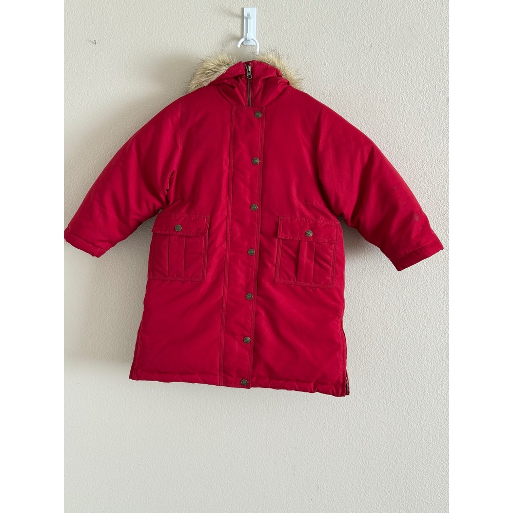 Polo Ralph Lauren Kids Red Faux Fur Trim Hooded Parka Jacket size 6X Girls/Boys